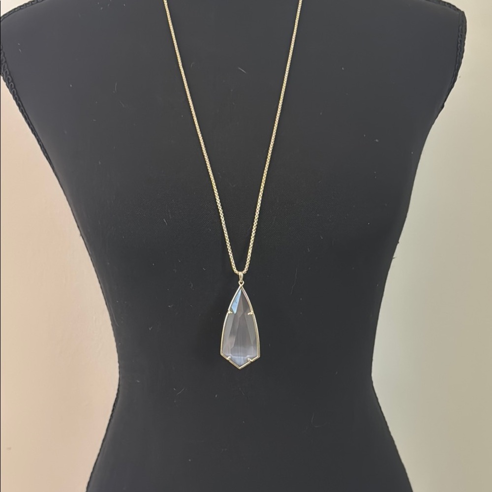 Kendra Scott Carole Quartz Elegant Gold Necklace with Crystal Pendant